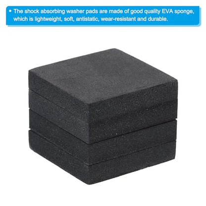PATIKIL EVA Anti-Vibration Pads, 4 Pcs Shock Absorbing Washer Pads 2" x 2" x 0.4" for HVAC, Air Conditioner, Air Compressor, Condenser, Dryer, Black