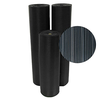 Rubber-Cal Composite Rib Corrugated Rubber Floor Mats - 1/8" Thick x 4ft x 1ft Anti-Slip Mat - size: 4ft x 1ft