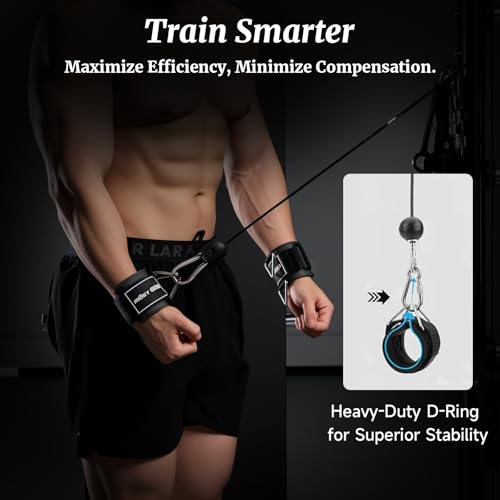 Wrist Cuffs with D-Ring, Wrist Wraps for Weightlifting with Neoprene Padding, Wrist Straps for Cable Machines - color: Glossy Black