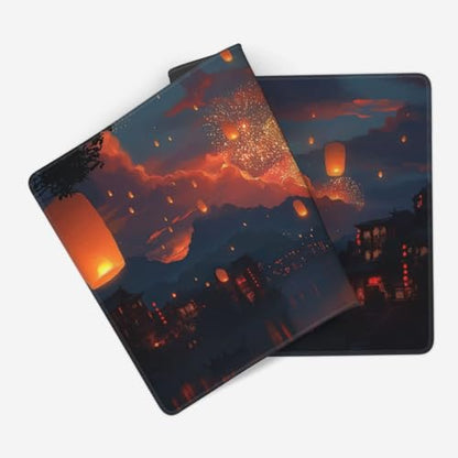 XXL Gaming Mouse Pad 35.4 x 15.7 Inch, Large Desk Mousepad with Moonlit Asian Landscape Design, Water-Resistant Surface, Stitched Edges, Non-Slip Rubber Base Desk Mat - color: Moonlit Asian Landscape