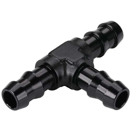 3/8" 10mm Hose Barb Tee T Fitting Adapter Aluminum Black - size: 10mm