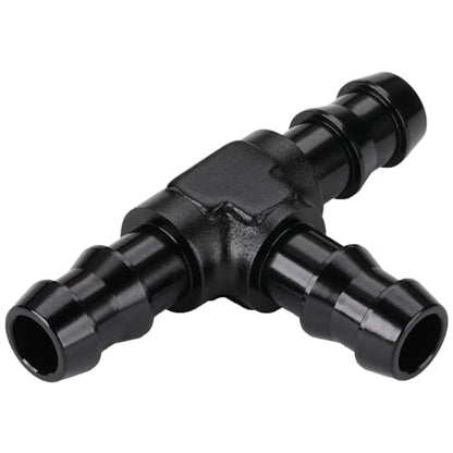 3/8" 10mm Hose Barb Tee T Fitting Adapter Aluminum Black - size: 10mm