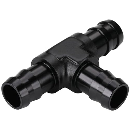 5/8" 16mm Hose Barb Tee T Fitting Adapter Aluminum Black - size: 16mm