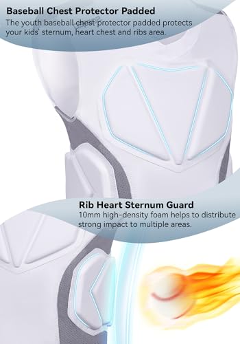 Soared Youth Baseball Chest Protector XPE Foam Padded Compression Shirt - color: White, size: Medium