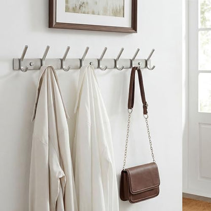 WEBI Heavy Duty 24 Inch SUS 304 Coat Bath Towel Hook Hanger Rail Bar with 8 Hooks,Brushed Finish,for Bedroom,Foyers,Hallways Home Office Storage Organization, C-CBG08 - size: 8 Hooks