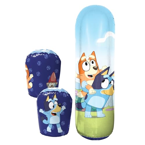 Bluey Bop Bag Combo & Glove Set - Inflatable Punching Bag for Ages 4 and Above, Inflates to 36 Inches