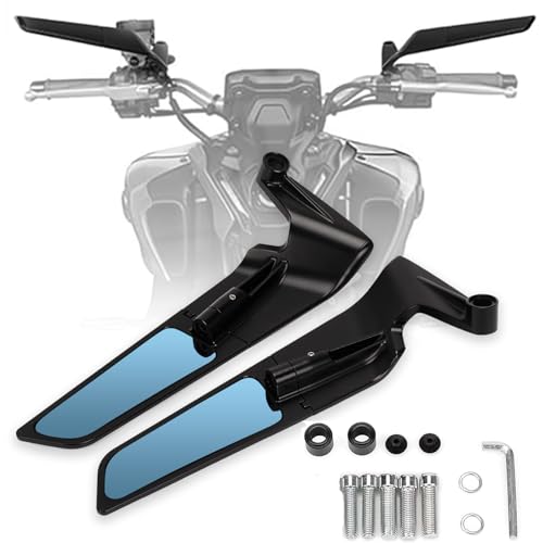 XINGWU Motorcycle Mirrors Anti-glare Stealth Mirror Adjustable Rotating Rearview Mirror Wind Wing Side Mirror for Z650 Z900 Z1000 Duke 390 790 1290 MT07 MT09 S1000 Street Bike Mirrors