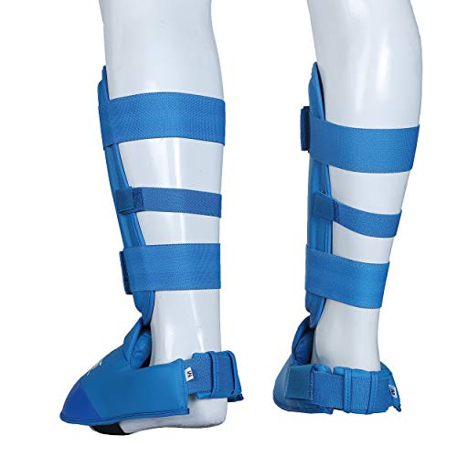 Muay Thai, Boxing, Kickboxing,Karate, Taekwondo,MMA Shin & Instep Padded Guards, Shin in Steps, Shin Guards - color: Blue, size: Large