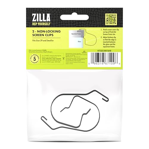 Zilla Reptile Terrarium Fresh Air Screen Non-Locking Clips, 2 Pack, Small