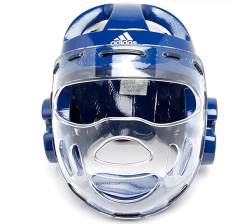 adidas Martial Arts Taekwondo Headgear with Face Shield - color: Blue, size: Small