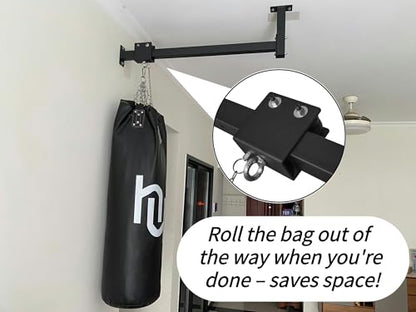 Heavy Bag Hanger Roller Wall Ceiling Mount 40'' - 50'' Long Rail Ease Adjust for Heavy Punching Bags up to 300 LBS - size: A. 42'' long rail
