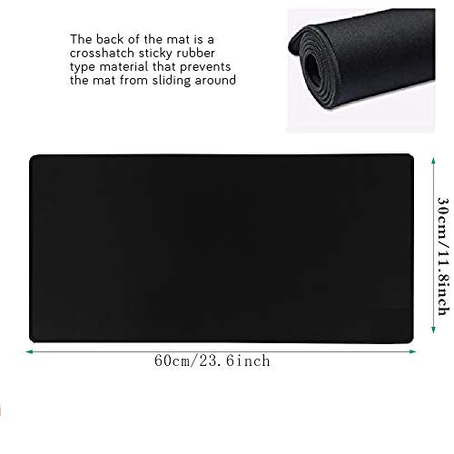 Gaming Mouse Mat/Mouse Pad 23.6x11.8x0.12Inch | XXL Mouse pad | Table mat/Large Size | Improved Precision and Speed | Rubber Base for Stable Grip on Smooth Surfaces Non-Slip (60x30Black004)