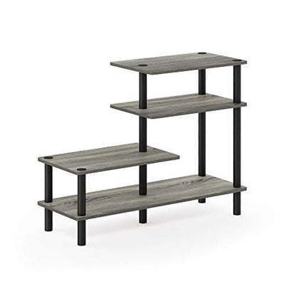 Furinno Turn-N-Tube 3-Tier Side Display Rack, French Oak Grey/Black - color: French Oak Grey/Black, style: 4-Tiers, Side Ladder