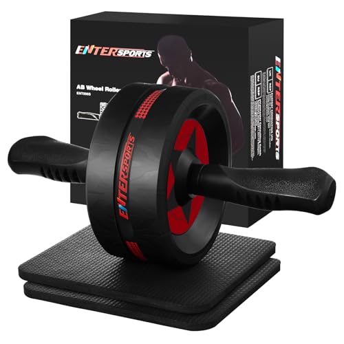 Ab Roller Wheel for Abs Workout - Abdominal Exercise Equipment with 2 Knee Pads for Home Gym, Core Strength Training, Fitness Equipment for Men & Women - color: Red