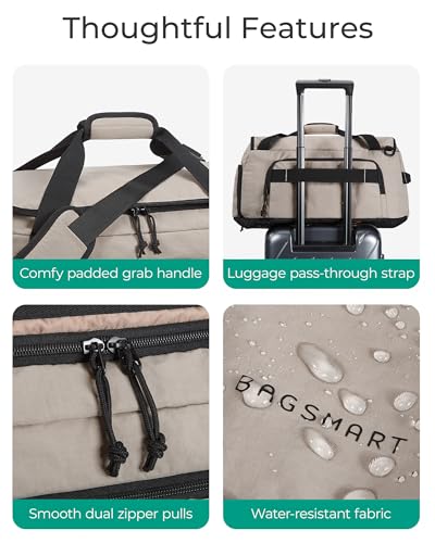 BAGSMART 4-IN-1 Gym Bag for Women Men, TSA Duffle Bag for Travel - color: Jet Black