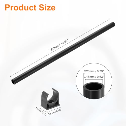 uxcell 2Pcs PVC Rigid Tube, 500mm Length Round Pipe Tubing, 27.2mm ID 32mm OD Plastic Tubes with Clamp for Aquarium, Water Cooling System, Cable Sleeve, Dark Gray - color: Dark Gray, size: 500mm x 27.2mm x 32mm