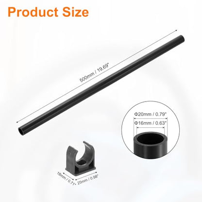 uxcell 2Pcs PVC Rigid Tube, 500mm Length Round Pipe Tubing, 27.2mm ID 32mm OD Plastic Tubes with Clamp for Aquarium, Water Cooling System, Cable Sleeve, Dark Gray - color: Dark Gray, size: 500mm x 27.2mm x 32mm