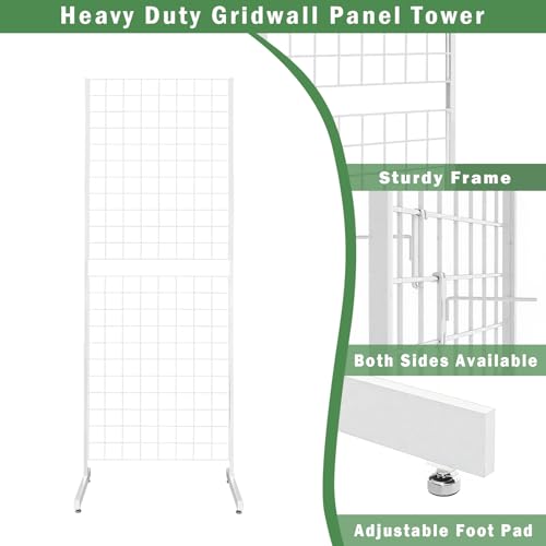 6' x 2' Grid Panel Tower with L Base and Footbeds, White Finish