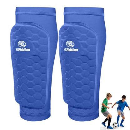 Soccer Shin Guards Shin Pads, Calf Compression Sleeve with Honeycomb Pads, Lightweight Shin Defender Shin Guards Kids for Adult Men Women, Boys, Girls, Youth - color: Blue, size: X-Small