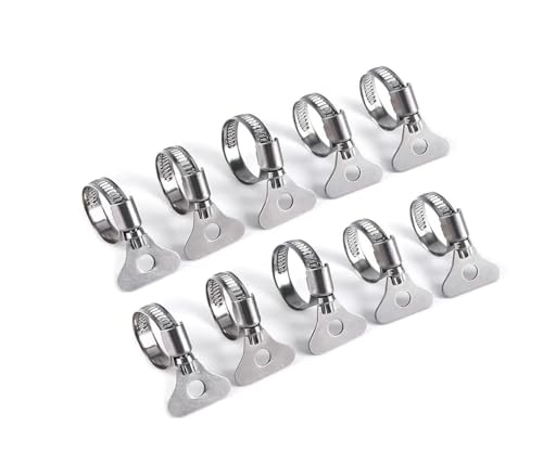 10-Piece Set of 304 Stainless Steel Hose Clamps, Adjustable Spiral Hose Clamps, Key type hose clamps for Plumbing, Automotive, Mechanical and More Applications.(Size:10-16mm【3/8"-5/8"】) - size: [Size:10-16mm（0.394-0.63 inchess）]
