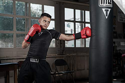 Title Classic Leather Elastic Training Gloves 2.0 - color: Red, size: 18 oz
