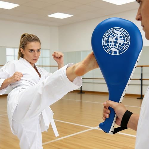 2 Pack Red Taekwondo Kick Pads - Durable Martial Arts Striking Pads, TKD Karate Kickboxing Training Targets for Practice - color: Blue