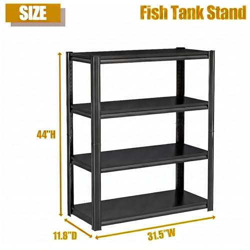 Fish Tank Stand Aquarium Stand, Metal Shelving Unit with Storage Shelf, 4-Tier Heavy Duty Adjustable Utility Shelf for 20 Gallon Fish Tank, Reptile Stand, Garage Shelving for Home Office,Modern Black - color: Black-fish04