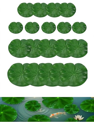 20 Pcs Realistic Fake Lilies & Lily Pads for Ponds, Artificial Floating Aquarium Plants, Pond Plants, Lotus Flower Decor, Foam Pond Decor for Koi, Aquarium & Outdoor Pond Accessories