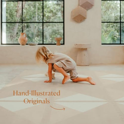 Toddlekind Playmat - Premium Foam Playmat, 4 x 6 feet, 6 Tile Extra Thick Foam Floor Puzzle Mat for Babies/Toddlers Stylish, Non-Toxic, Odorless. Perfect for Tummy Time, Crawling, and Play. Ideal for Nursery and Playroom. 0m+ (Golden Beige) | 4' X 6' Non-