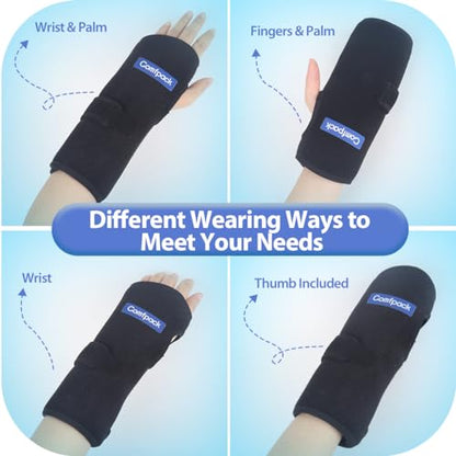 Wrist Ice Pack for Carpal Tunnel, Reusable Hot Cold Therapy Hand Ice Pack Wrap Wrist Ice Brace for Hand Surgery, Rheumatoid, Tendinitis, Swelling, Injuries, Pain Relief