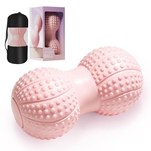 Large Peanut Massage Ball 4.3" Double Lacrosse Ball for Myofascial Release - color: Pink-large Peanut Ball
