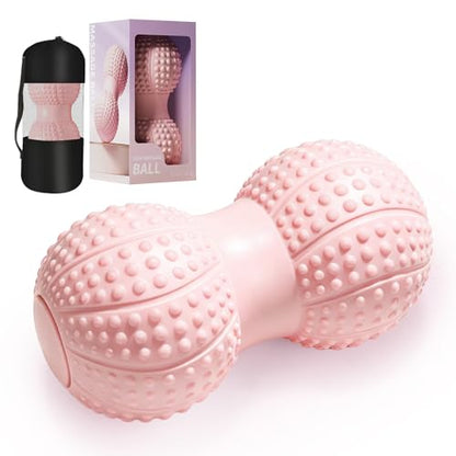 Large Peanut Massage Ball 4.3" Double Lacrosse Ball for Myofascial Release - color: Pink-large Peanut Ball
