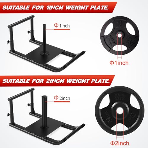 GADFISH Workout Fitness Sled, Weighted Sleds Push Gym Equipment for Adults & Kids, Compatible with 1" & 2" Weight Plates, Multi-Purpose Sled for Outdoor or Home Fitness Training - size: Medium-Sized