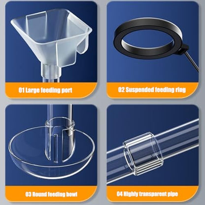 Fish Food Feeder - Aquarium Pipe with Directional Telescopic Tube, Clear Suction Cup Dispenser, Adjustable Target Feeding Tool, Spill Control Design | Vacation Solution for Shrimp Turtle Home Pond