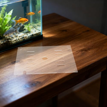 Clear Fish Tank Lid - 7.1x5.5Inch Acrylic Anti Jumping Aquarium Cover with Hole - Transparent Top Hood Grid Panel for Turtles Reptiles Shrimp Jump