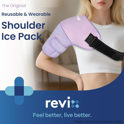 REVIX Shoulder Ice Pack Wrap & Brace for Rotator Cuff & Arm, 2 Gel Packs | Reusable Gel Shoulder Brace for Surgery Recovery, Rotator Cuff & Muscle Relief, for Men & Women, Purple - size: Medium, style: Purple, 2 Gel Packs+1 Shoulder Brace