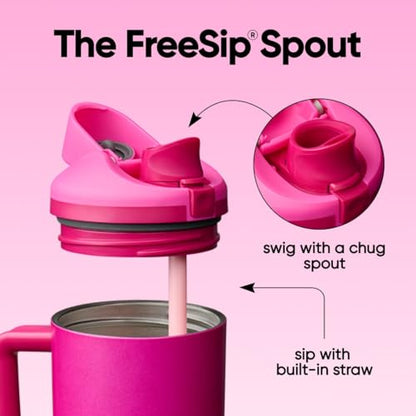 Owala FreeSip Tumbler Stainless Steel Water Bottle 40 oz Read My Lips | Triple-Layer Insulation | Leak-Proof Lid with Push-Button | Double Threaded Lid for Left and Right-Handed Drinking - color: Read My Lips, size: 40 Ounces