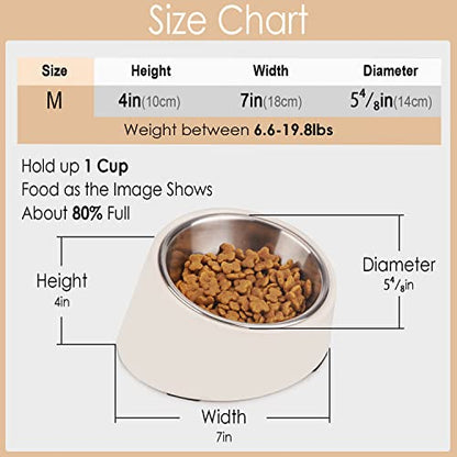 Super Design Mess Free 15° Slanted Bowl for Dogs and Cats, Tilted Angle Bulldog Bowl Pet Feeder, Non-skid & Non-spill, Easier to Reach Food M/1.5 Cup Light Pink