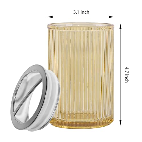 Toothbrush Holders for Bathrooms, 2pcs Glass Toothbrush Holder, 12oz Bathroom Tumbler and Mouthwash Cup, Tooth Brush and Toothpaste Organizer for Bathroom Vanity Countertop (Amber Silver) - color: Amber Silver