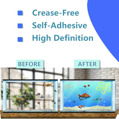 Aquarium Background Stickers - Tree Cabin Forest - Fish Tank Reptile Terrarium Decor Poster (60 x 40 cm / (23.6 x 15.7 inches)) - size: 60 x 40 cm / (23.6 x 15.7 inches)