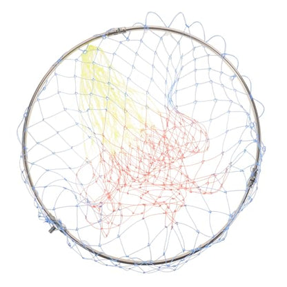VILLCASE Replacement Stainless Steel Fishing Landing Net Head with Colorful Printed Mesh, 40cm Foldable Fish Catching Net for Portable Fishing and Fish Landing Supplies