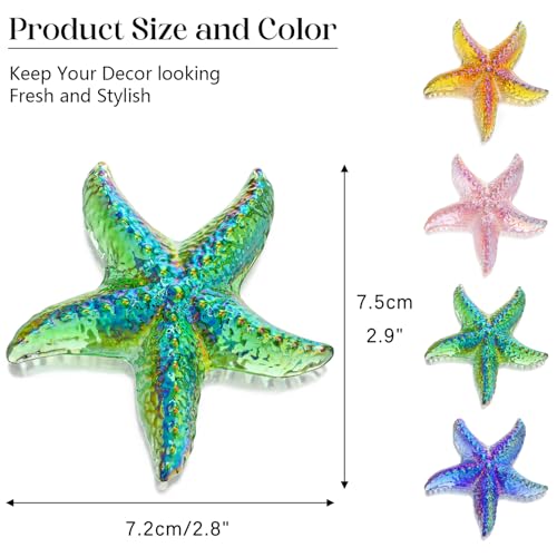 H&D HYALINE & DORA Glass Starfish Green Handmade Glass Sea Animal Figurine Mini Starfish Collectible Ornament for Beach Decor