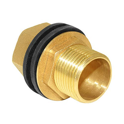 Brass Bulkhead Fitting 3/4“ Male x 3/4" Female Thread Water Tank Connector for Rain Barrels, Aquariums, Tubs, Pools - size: 3/4 Inch