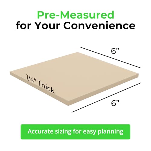 XCEL Equipment Pads, Anti Vibration Non Slip Furniture Pads Customizable Acoustic Foam Rubber Pads Versatile Adhesive and Non-Adhesive (6" x 6" x 1/4" (8 Pack), White - Adhesive One Side) - color: White, size: 6" x 6" x 1/4"