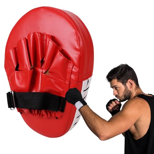 Boxing Hand Target Thick Adjustable Curved Focus Punching Mitts - color: Red