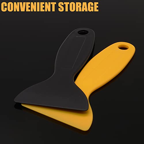 12pcs Plastic Spatula Scraper, Plastic Putty Scraper Air Bubble Remover, Paint Spatula Scraper Cleaner, Resin Print Scraper Sticker Installation Tool for Decal, Grout Removal (Black, Yellow)