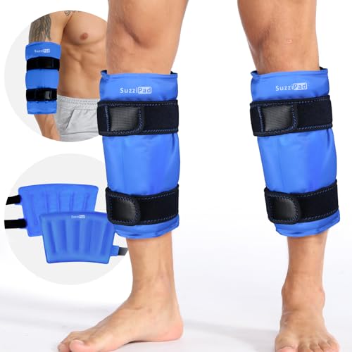 SuzziPad 360° Reusable Ice Pack for Calf, Shin Splint, Arm & Elbow, Blue - color: Blue