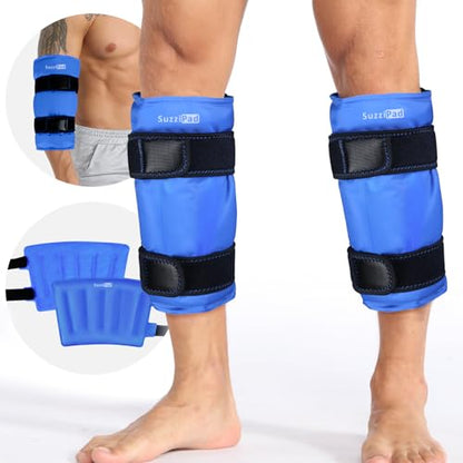 SuzziPad 360° Reusable Ice Pack for Calf, Shin Splint, Arm & Elbow, Blue - color: Blue