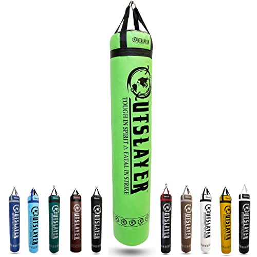 Muay Thai Punching Bag 6ft 150lbs Unfilled Made in USA - color: Light Green/Black, size: Without Bottom D-Ring