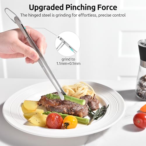 U-Taste 2 Tablespoon Metal Measuring Spoon Set of 2 with Short Handled Measure Scooper (Silver, 2Tbsp/30ml) and 8in Kitchen Plating Tweezer:18/8 Stainless Steel Food-Grade Metal Food Tong (Round Tip)